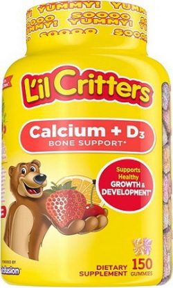 Lil Critters Calcio + Vitamina D3, 150 Gomitas Ayuda al Sistema Oseo