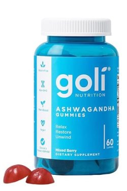 Goli - 60 Gomitas de Ashwagandha y Vitamina D - Encuentra Calma, Renovación y Relajación, Sabor a Bayas Mixtas, KSM-66, Veganas, Libres de OMG, Gluten y Gelatina