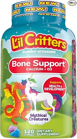 Lil Critters, 120 Gomitas Unicornio, Calcio + Vitamina D3, Ayuda al Sistema Oseo
