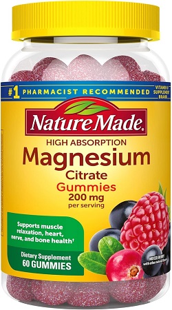 Nature Made Gomitas de Citrato de Magnesio de 200 mg, 60 cápsulas blandas, para adultos mejora el Sistema Muscular, Nervios, Huesos y Salud Cardíaca