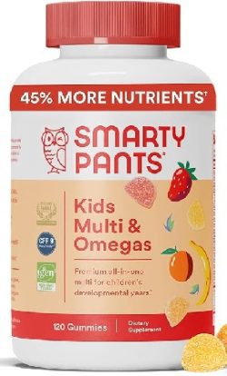 Smarty Pants Omega 3 Multivitaminico, 120 Gomitas, Vitaminas B12, A, E, K1, Omega-3 EPA y DHA para niños