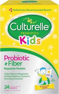 Culturelle Kids Probiótico + Fibra - 24 Unidades, Suplemento Promueve la Regularidad y el Bienestar del Sistema Digestivo Infantil