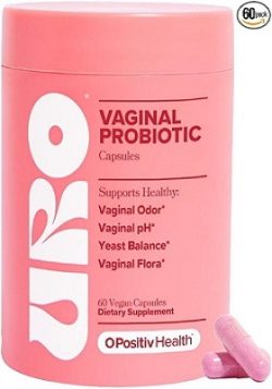 URO 60 Capsulas Probióticos vaginales para Mujeres, Equilibra el pH con prebióticos y mezcla de probióticos Lactobacillus, Ayuda a la salud vaginal, promueve el olor vaginal saludable y la flora