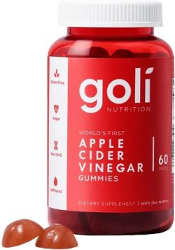 Goli - 60 Gomitas de Vinagre de Sidra de Manzana con Vitaminas B9 y B12, Libres de Gelatina y Gluten, Veganas, Sin Organismos Modificados Genéticamente