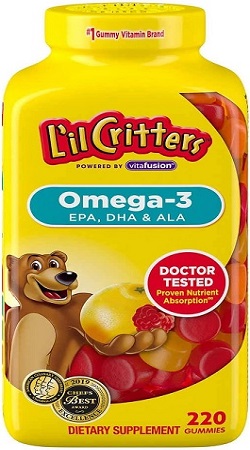 Lil Critters Omega 3, 220 Gomitas con EPA, DHA & ALA para Niños