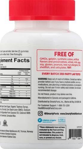 Smarty Pants Probioticos y Prebioticos, 45 Vitaminas para Niños vitaminas, Sabor a crema de fresas, Vegano, Sin gluten - Imagen 2