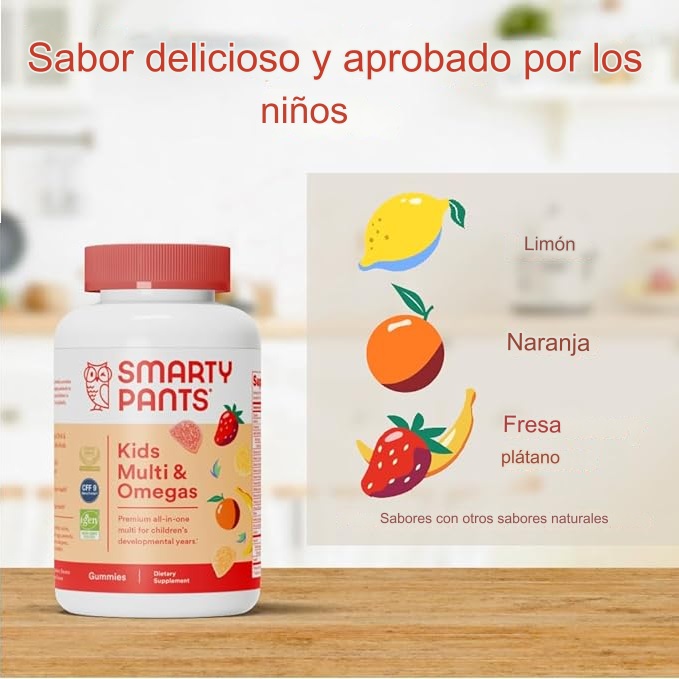 Smarty Pants Omega 3 Multivitaminico, 120 Gomitas, Vitaminas B12, A, E, K1, Omega-3 EPA y DHA para niños - Imagen 3