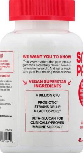 Smarty Pants Probioticos y Prebioticos, 45 Vitaminas para Niños vitaminas, Sabor a crema de fresas, Vegano, Sin gluten - Imagen 3