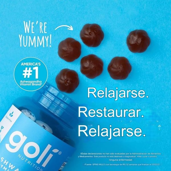 Goli - 60 Gomitas de Ashwagandha y Vitamina D - Encuentra Calma, Renovación y Relajación, Sabor a Bayas Mixtas, KSM-66, Veganas, Libres de OMG, Gluten y Gelatina - Imagen 3