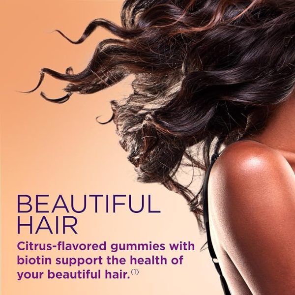 Nature's Bounty, 80 Gomitas Mejora Cabello, Piel y Uñas con Biotina y Colágeno, 2500 Mcg Suplemento Vitamínico con sabor a cítricos, para Mujeres - Imagen 3