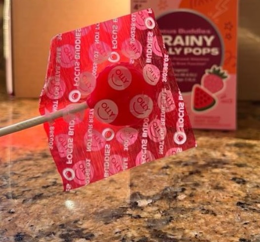 OLLY Brainy Chupetes L'OLLY Pops - Chupetines para la Concentración y Atención, Ayuda a la Salud Cerebral, Paletas Sabor Sandía, 25 unidades con Vitaminas B6 y B12 - Imagen 4