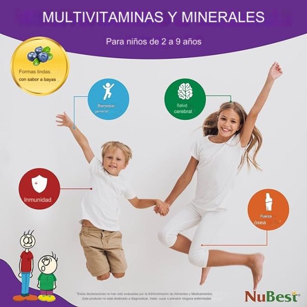 NuBest Tall 2 a 9 Suplemento Avanzado para Crecimiento y Fortalecimiento Óseo, 60 Capsulas masticables formas de animales, Multivitaminas y Minerales para Niños de 2 a 9 años - Imagen 3