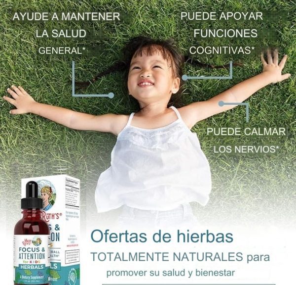 Mary Ruths Focus Suplemento nootrópico para Niños, 30 ml, 1 Oz suplemento con Ginkgo Biloba y raiz de Astrágalo, Salud Cerebral, vegano, sin gluten - Imagen 5