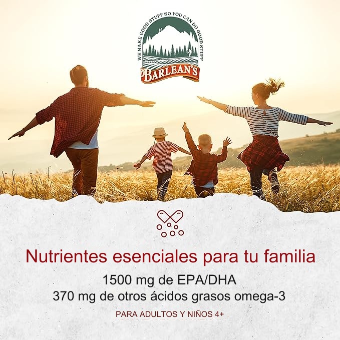 Barleans, 16 oz, Suplemento de Aceite de pescado con Omega 3, 1500 mg con EPA y DHA, sabor a limón para la Salud del Cerebro y el Sistema Inmune - Imagen 5