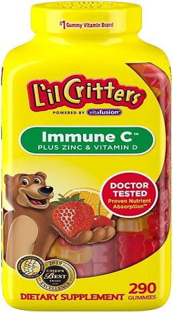 Lil Critters Inmune C, 290 Gomitas Zinc + Vitamina D, Ayuda al Sistema Inmune