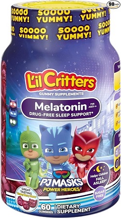 Lil Critters PJ Masks, 60 Gomitas con Melatonina para Niños