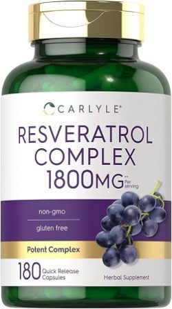Carlyle Suplemento Resveratrol 1800 mg 180 cápsulas Sin OMG y sin gluten