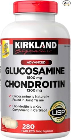 MELTINK Kirkland - Suplemento de apoyo articular de glucosamina y condroitina, 280 unidades de glucosamina Kirkland 1500 condroitina 1200, suplementos de tendón y ligamentos para hombres y mujeres