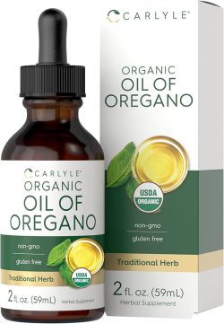 Carlyle Aceite orgánico de orégano | Líquido de 2 onzas líquidas | Vegano | Gotas sin OMG