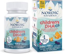 Nordic Naturals DHA Xtra para niños, Berry Punch - 90 mini geles suaves masticables para niños, 636 mg de Omega-3s EPA y DHA