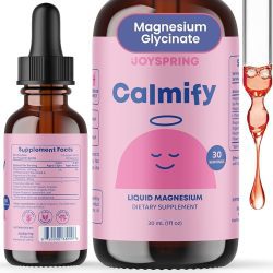 JoySpring Citrato de magnesio y glicinato líquido para niños – Suplemento sin azúcar y gluten con L-teanina y manzanilla – Apoya a niños y adolescentes (1 onza líquida, 30 porciones)