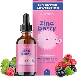 JoySpring ZincBerry - Suplemento de zinc y vitamina para niños (2 fl oz) Gotas de apoyo inmunológico con sabor a saúco para niños de 2 a 16 años