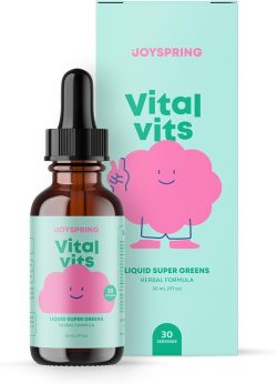 JoySpring Vital Vits - Multivitamínico líquido para niños, 1 onza líquida (30 porciones), vitaminas líquidas a base de hierbas para niños, sabor natural, multivitamínico para niños pequeños con saúco