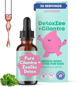 JoySpring DetoxZee - Gotas de cilantro para niños, apoyo natural de desintoxicación con zeolita y extracto de cilantro, limpieza suave de todo el cuerpo para niños y niños pequeños, desintoxicación