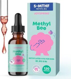 JoySpring Metilfolato para niños | Gotas líquidas 5-MTHF Plus Metil B12 para niños