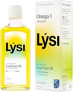 LYSI Suplemento líquido de aceite de hígado de bacalao islandés1,100 mg de omega-3