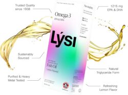 LYSI Omega 3 Aceite de Pescado Limón, 8.12 OZ