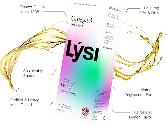 LYSI Omega 3 Aceite de Pescado Limón, 8.12 OZ