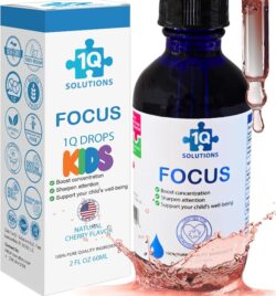1Q Focus Suplemento líquido para el cerebro para niños | L-metilfolato folato, acetil L-carnitina gotas B1 B6 B12 para concentración y atención de los niños